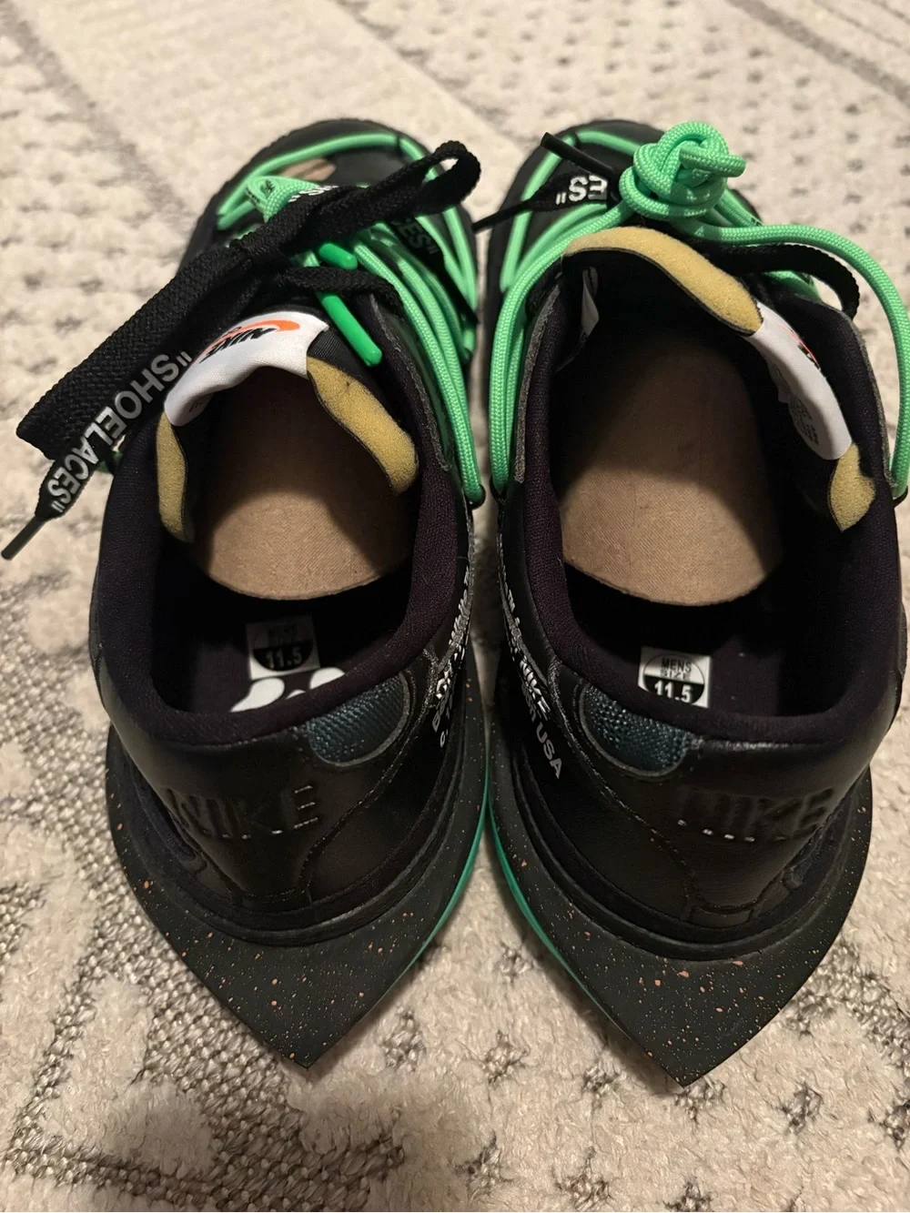 NIKE x Off White Blazer Low x Off-White Black and Electro Green Mens 11.5